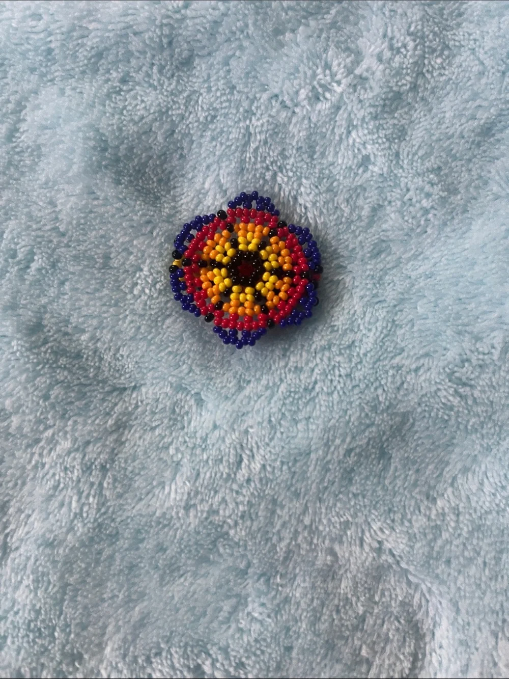 Handmade Multicolor Seed Bead Flower Pin